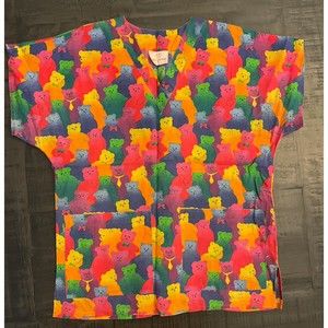 Vintage Scrub Top - Multicolor Bears - Sz S